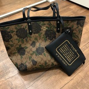 Floral reversible coach tote